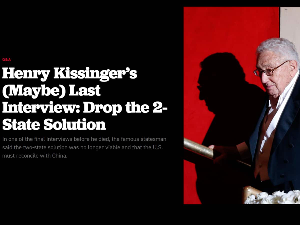 Новости Израиля США, Украина, Россия, Китай и Ближний Восток: в одном из последних интервью Киссинджер предлагал не создавать "Палестину", а передать "Западный берег" под контроль Иордании