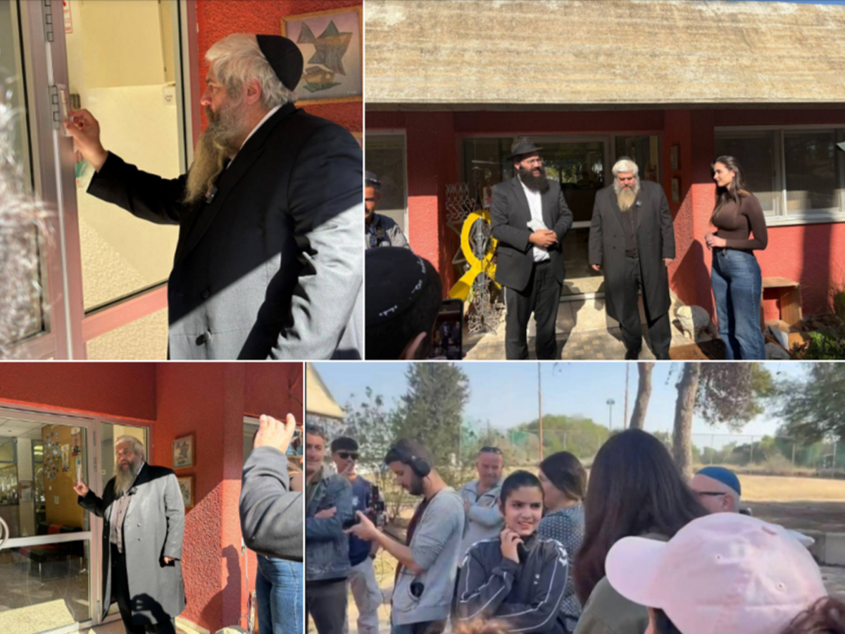 Моше Асман, главный раввин Украины, установил мезузы в сильно пострадавшем 7 октября кибуце Нахаль-Оз - "уничтожить наш дух им не удалось"