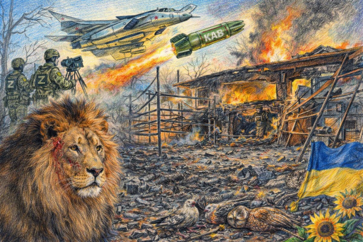 Ранены львы и погибли птицы в результате террористического авиаудара РФ КАБом по экопарку Фельдмана под Харьковом